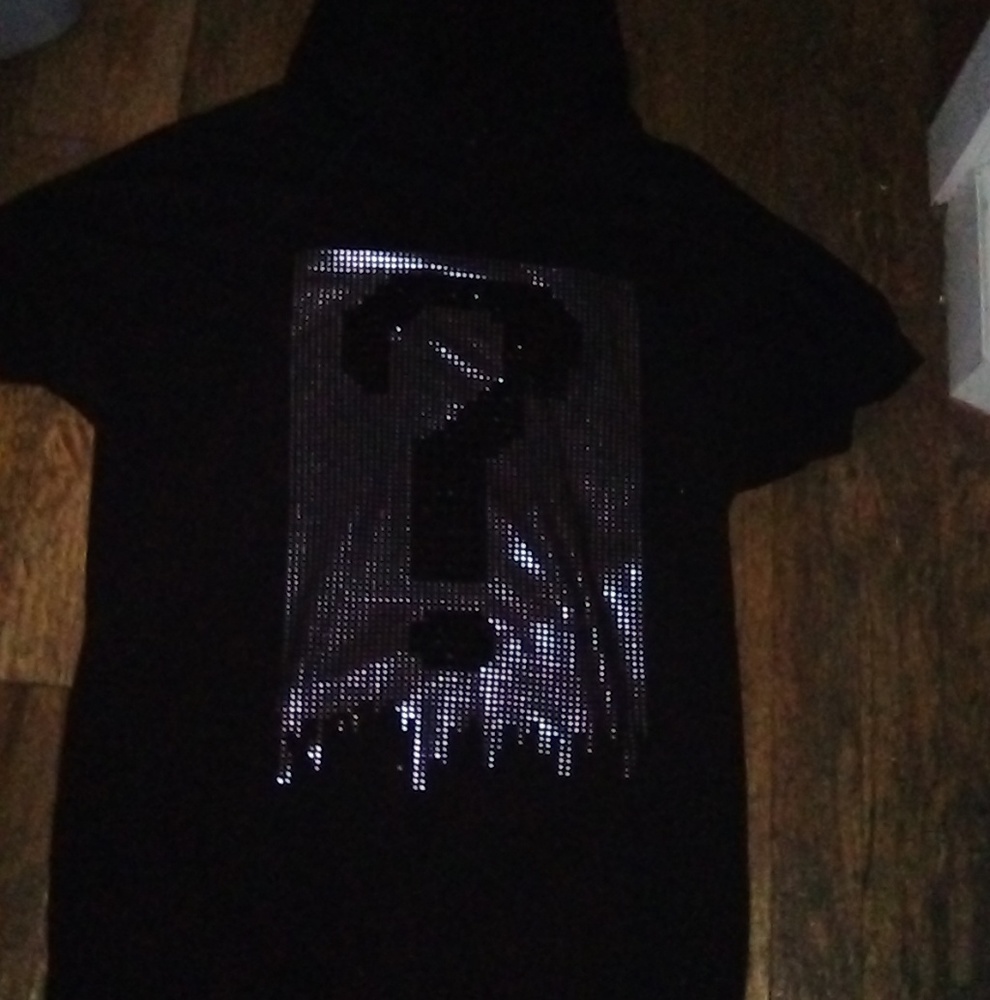 Black question mark hoodie top